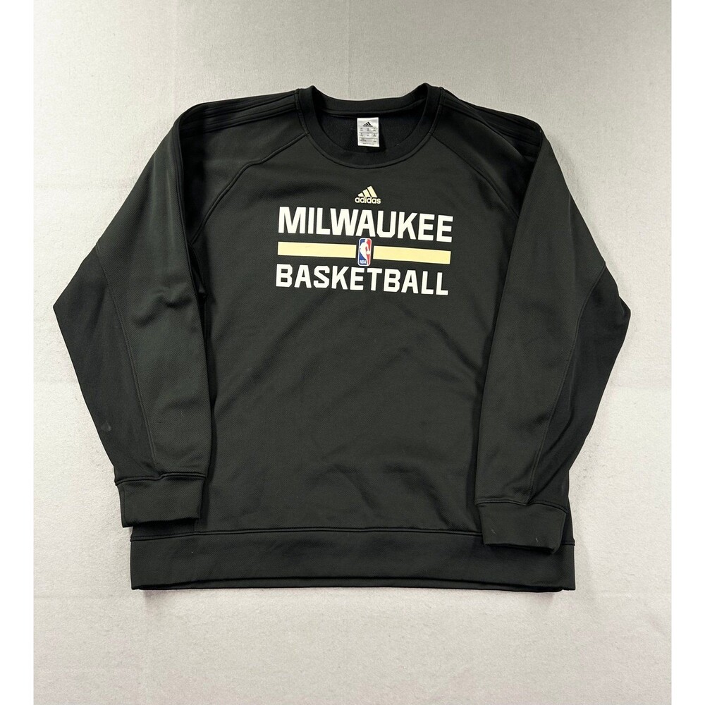 Adidas Men’s Milwaukee Basketball NBA Crewneck Sweatshirt Black 2XL